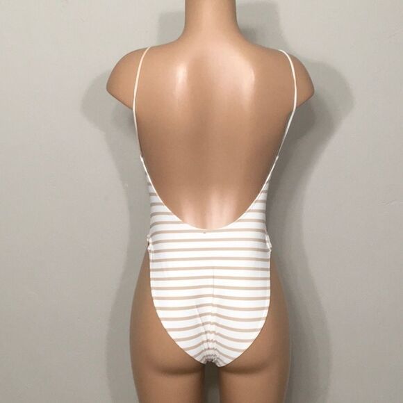 New Rachel Pally tan and white stripe swimsuit. - Picture 6 of 7
